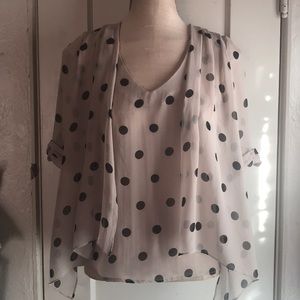 Line & Dot Polka Dot Silk Top